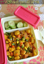 Other times, they try the different nuts (brazil nuts, hazelnuts, almonds, walnuts) he has with his carrots and salad leaves. Kids Lunch Box Recipes Lunchbox Idea 12 Vegetable Bread Upma Sharmis Passions