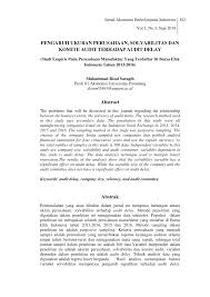 Sebagai bukti pelaksanaan tugas 2. Pdf Pengaruh Ukuran Perusahaan Solvabilitas Dan Komite Audit Terhadap Audit Delay