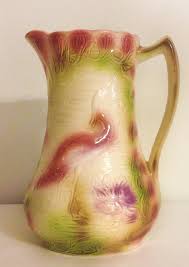 St Clement Country French Pastel Majolica Water Pitcher W Bird And Water Lily Https Www Etsy Com Listing 257296287 St Clement Fre Majolica St Clement Lily