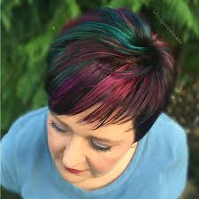 Pixie cut with oil slick inspired colors by Pulp Riot