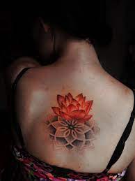 Red Lotus Flower Dotwork Mandala As A Shadow Mandala Tattoos For Women Tattoos Flower Tattoo Designs