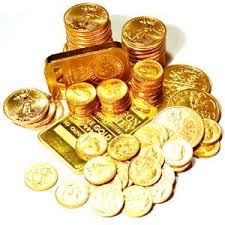 gold bars and coins