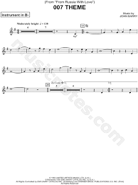 Sheet music for trumpet with orchestral accomp. 007 Theme Bb Instrument From James Bond 007 From Russia With Love Sheet Music Trumpet Clarinet Soprano Saxophone Or Tenor Saxophone In G Major Download Print Sku Mn0155770