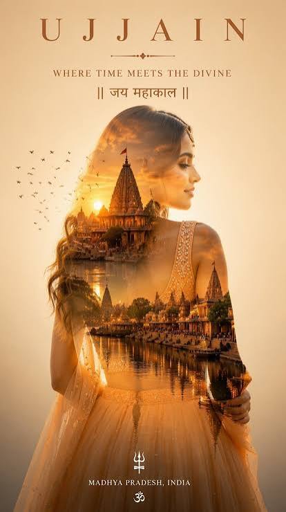 Ujjain Divine Heritage Double-Exposure Travel Poster