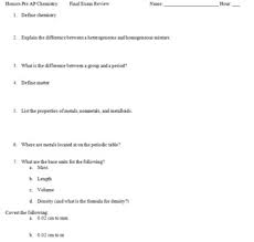 This will allow you to concentrate on concepts that may be unclear to you. Chemistry Final Exam Worksheets Teaching Resources Tpt