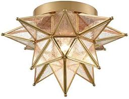 Dazhuan Brass Moravian Star Light Flush Mount Celing Lights Seeded Glass Shade Boho Moroccan Ceiling La Moravian Star Light Celing Light Star Lights On Ceiling