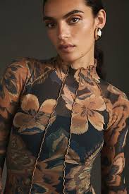 Significant Other Jean Mock-Neck Mesh Dress