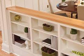 Upto 25% off on bookshelf: Half Wall Built In Shelves Between Dining Room And Living Room Living Room Remodel Sunken Living Room Room Remodeling