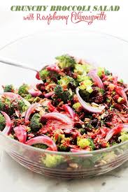 Crunchy Broccoli Salad With Raspberry Vinaigrette Recipe Diethood Raspberry Vinaigrette Salad Crunchy Broccoli Salad Raspberry Vinaigrette Recipe