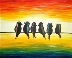 Birds On A Wire Painting Tutorial Bird On A Wire Cityscape Painting Google Search Tablolar Resim Kus