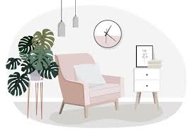 Curtains, slipcovers, lamps, fans, valances, fireplaces, mirrors Vector Interior Design Illustration Interior Design Vector Online Interior Design Interior Design