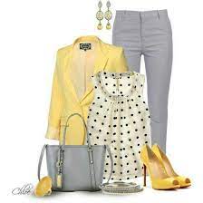 Amarillo Claro Con Gris Excelente Combinacion Ropa Moda Ropa De Trabajo Moda