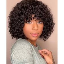 Peruca Franja Cacheada Cabelo Preto 100% Humano Brasileiro cachos Nacional  Virgem Fronte Lace