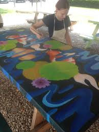 Reena Allen Also Works With Acrylic Paint For Her Picnic Table Design Outdoor Blanket Picnic Bench Table Design