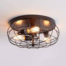 Check spelling or type a new query. Oil Rubbed Bronze Flush Mount Ceiling Light 3 Light Industrial Metal Cage Ceiling Lighting Fixture Amazon Com