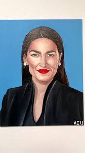 Painting of aoc is complete 😌👑, enjoy #aoc #alexandiaocasiocortez #fyp  #foryou #foryoupage #art #artist #tiktokart #viral