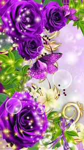 Purple Flowers With Sparkles Flower Phone Wallpaper Flower Wallpaper Beautiful Flowers Wallpapers