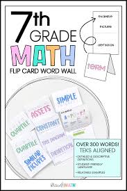 7th Grade Math Flip Card Word Wall Kraus Math In 2020 7th Grade Math 7th Grade Math Worksheets Homeschool Math