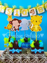 Jungle Baby Shower Theme Centerpiece Baby Shower Party Decoration Baby Shower Jungle First Birthday Giraffe Elephant Monkey Safari Set Of 5 Jungle Baby Shower Jungle Safari Baby Shower Baby Shower Centerpieces