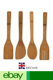 Bakery ingredients and kitchen utensils. 4 X Bamboo Spoons Wooden Spatula Spoon Kitchen Cooking Utensils Tools Turner Set Ebay In 2021 Wooden Spatula Stainless Steel Kitchen Utensils Stainless Steel Kitchen Tools