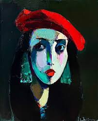 Мгер Чатинян Mher Chatinyan "Girl in a red beret" oil