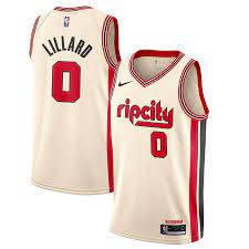 Customized apparel for all the basketball fans! Men S Portland Trail Blazers Damian Lilard City Edition Jersey Cream Fan Gear Nation