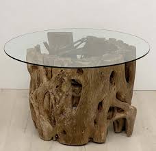 36 w x 18 h x 36 d (in) weight: French Low Coffee Table On Rustic Mangrove Or Driftwood Base Antique Swan