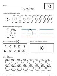 Counting and number recognition worksheets are among the first math worksheets that preschool and kindergarten children will practice with. Number 10 Practice Worksheet Preschool Number Worksheets Preschool Math Numbers Numbers Kindergarten