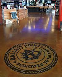 How To Stain A Logo In A Concrete Floor Concrete Stained Floors Stained Concrete Concrete Floors