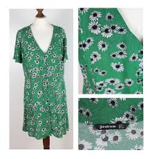 Stradivarius Shirt Dress Size L Green Floral Mini