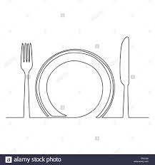 Leeren Teller Messer Und Gabel Eine Linie Zeichnen Auf Weissem Hintergrund Vektor Eine Strichzeichnung Vector Illustration Stock Vektorgrafik Alamy