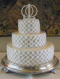 Double Wedding Ring Cake Wedding Cake Decorated With Fondant Circle In Double Wedding Ring Pattern Cake Decorating With Fondant Cake Double Wedding