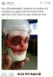 Find something for everyone at mcdonald's. You Ll Scream For This Ice Cream Mcdonald S Customer Finds Souls Of The Damned Floating In Fast Food Sundae Daily Mail Online