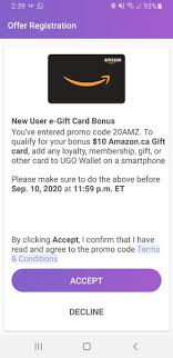 Amazon gift card purchase must total at least $50 in combined value in a single order by june 28. Ugo Wallet Ugo Wallet 10 Amazon Gift Card For New Users Redflagdeals Com Forums