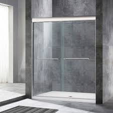 Bathtub door installation job supplies cost of related materials and supplies typically required to install bathtub door including: á… Woodbridge Frameless Sliding Bathtub Door 56 To 60 By 62 Brushed Nickel Finish 2 Large Metal Handles 2 Way Sliding Easy Open Easy Entry 60 X72 Msde6072 B Woodbridge