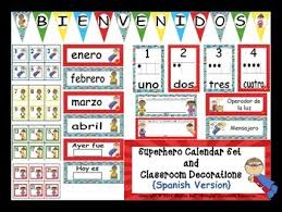 Superhero Calendar Set And Classroom Decorations Spanish Version Classroom Decorations Superhero Classroom Theme Classroom