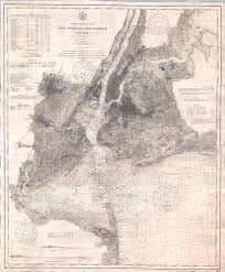 1910 us coast survey nautical chart or map of new york city and harbor by paul fearn