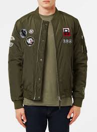Khaki Badged Ma1 Bomber Jacket Topman Mens Flight Jacket Bomber Jacket Jackets Men Fashion