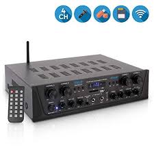 500w Karaoke Wireless Bluetooth Amplifier 4 Channel Stereo Audio Home Theater Speaker Sound Power Receiver W Aux In Fm Rca Subwoofer Speakers Out Usb Microphone In W Echo Pyle Pta44bt