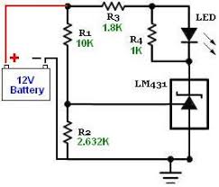 12v Battery Monitor With Tl431 Set To 12 0v Electronic Circuit Projects Electronic Schematics Electronics Circuit