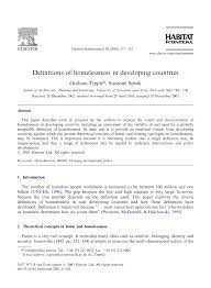 Recent speeches related to homelessness. Pdf Definitions Of Homelessness In Developing Countries