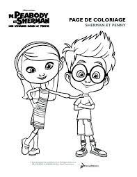 coloriage de peabody dessin penny et sherman camarades classe a colorier animaux