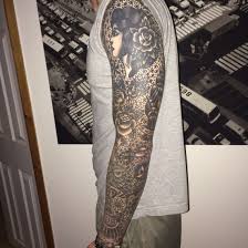Traditional Black And Grey Sleeve Tattoo By Richie Clarke Black And Grey Sleeve Black Sleeve Tattoo Sleeve Tattoos