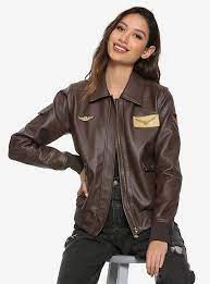 Marvel Captain Marvel Cosplay Faux Leather Aviator Jacket Aviator Jackets Captain Marvel Marvel Jacket