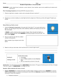 Circuit Builder Student Exploration Gizmo Www Explorelearning Com January 8 2018 Student Teaching Methods Educational Worksheets