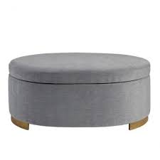 Grey Fabric Oval Coffee Table Storage Ottoman Storage Ottoman Coffee Table Fabric Coffee Table Oval Coffee Tables