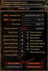 Rythm has multiple versions available for use on discord as a free music bot. Wow Triviabot Addon Shadowlands Burning Crusade Classic 2021