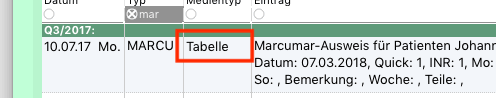 Marcumar® gehört zur gruppe der indirekt wirkenden hemmstoffe der blutgerinnung. Datumsanderung Bei Fortlaufenden Tabellen Z B Marcumar Tomedo Nutzerforum