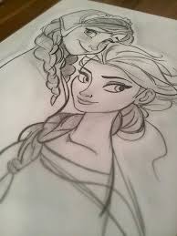 Pencil Sketch I Did Of Anna And Elsa From Disney S Frozen Pencil Sketch Drawing Frozen Drawings Cartoon Drawings Disney Cartoon Drawings