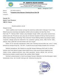 Surat penawaran layanan adalah salah satu jenis surat resmi yang diterbitkan oleh pelaku usaha atau perusahaan yang intinya adalah menawar. Contoh Surat Penawaran Jasa Cleaning Service